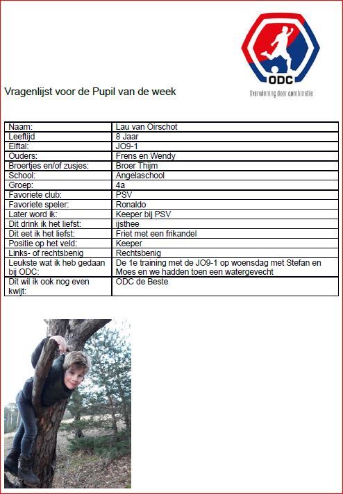 Pupil van de week: Lau van Oirschot